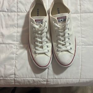 Converse White Low Top Sneakers with Red Trim